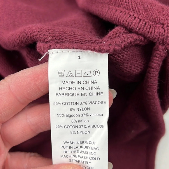 Michael Kors Burgundy Long Sleeve Top with Gold Zipper at Back - Picture 8 of 9